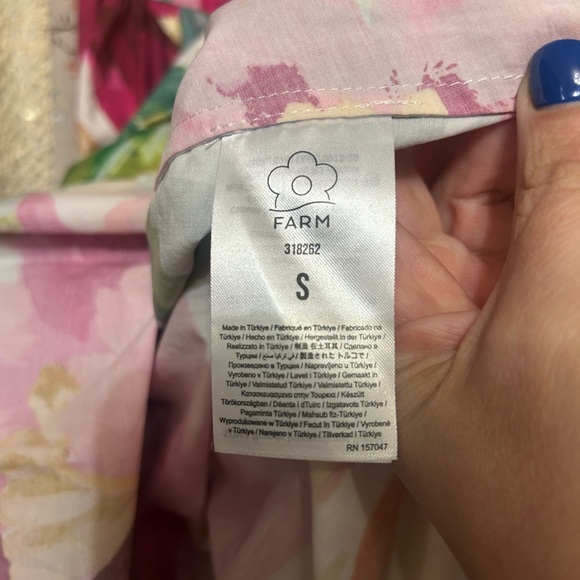 Farm Rio Painted Flowers Belted Cotton Skirt w/ Pockets Size Small RUNS LARGE - Picture 4 of 6